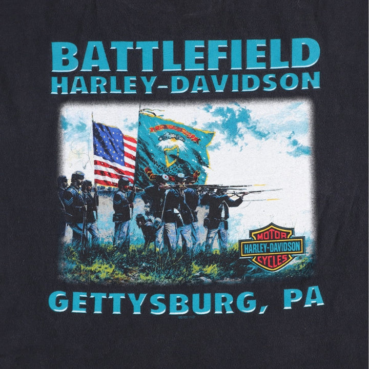 00'S Harley-Davidson Motorcycle Bike T-shirt Made in USA Men's XL cotton black type Vintage Second Hand