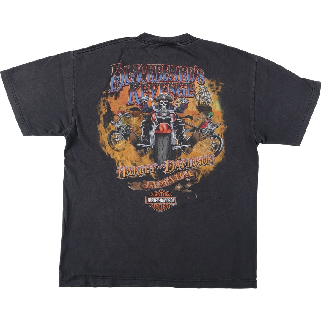 Harley-Davidson Skull Pattern Motorcycle Bike T-shirt Men's L size cotton black type Vintage Second Hand