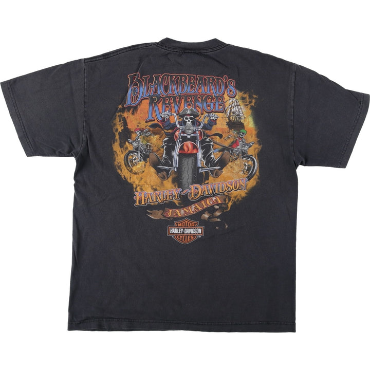 Harley-Davidson Skull Pattern Motorcycle Bike T-shirt Men's L size cotton black type Vintage Second Hand