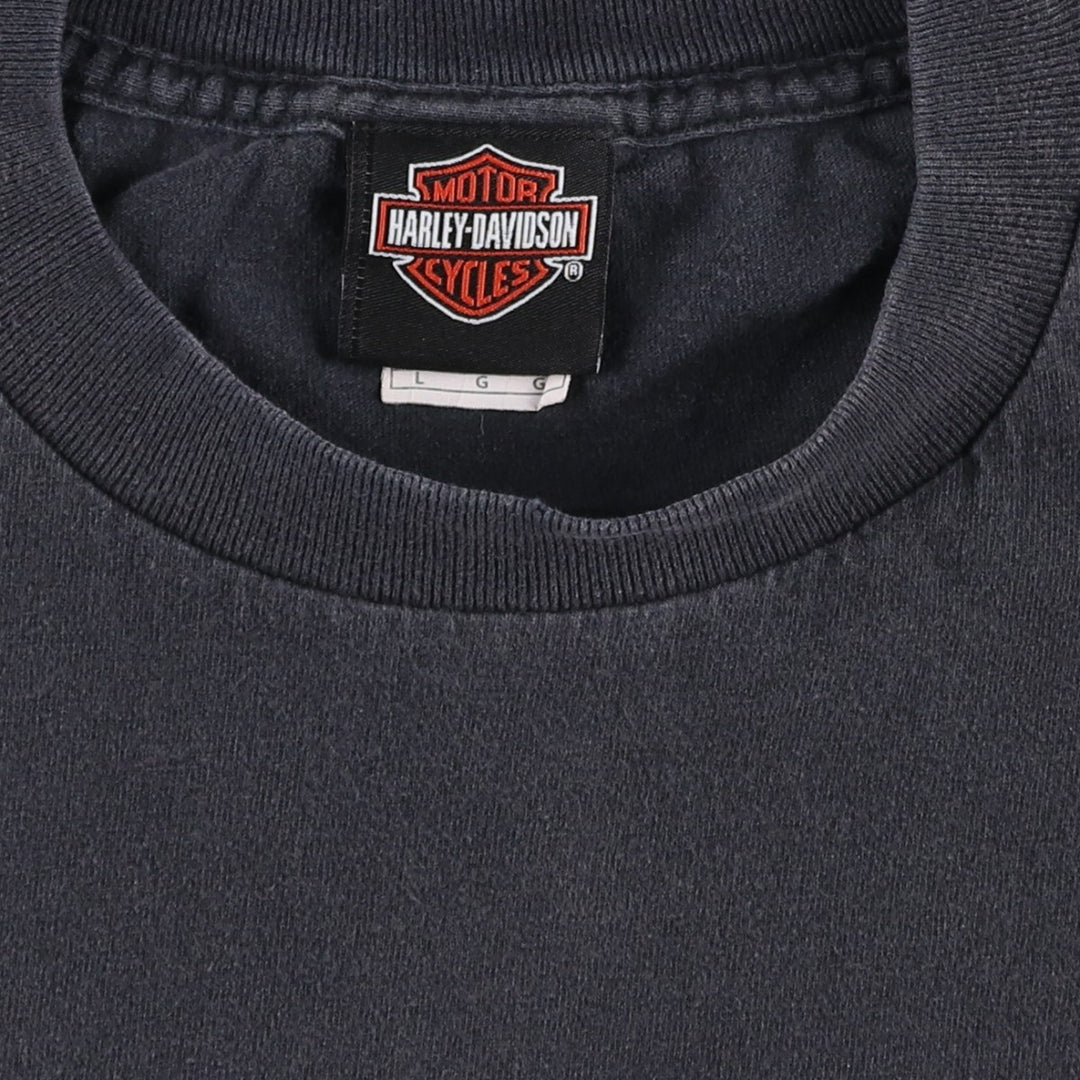 Harley-Davidson Skull Pattern Motorcycle Bike T-shirt Men's L size cotton black type Vintage Second Hand