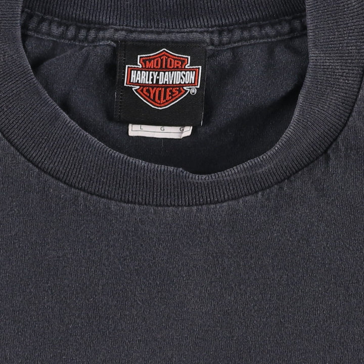 Harley-Davidson Skull Pattern Motorcycle Bike T-shirt Men's L size cotton black type Vintage Second Hand