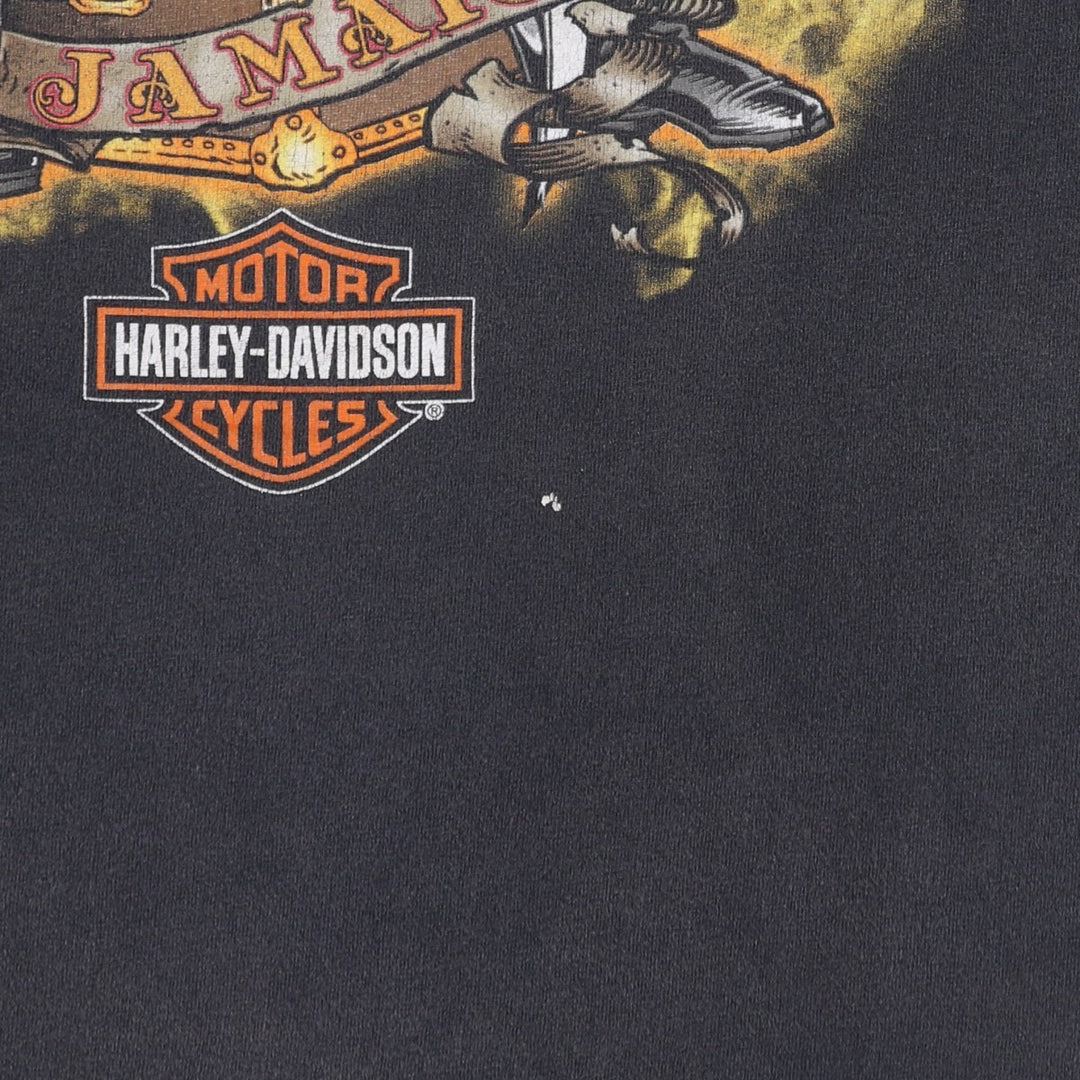 Harley-Davidson Skull Pattern Motorcycle Bike T-shirt Men's L size cotton black type Vintage Second Hand