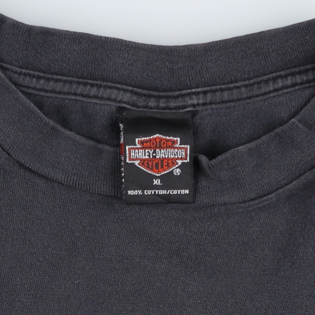 00'S Harley-Davidson Motorcycle Bike T-shirt Made in USA Men's XL cotton black type Vintage Second Hand