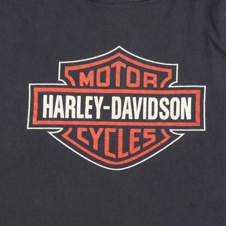 00'S Harley-Davidson Motorcycle Bike T-shirt Made in USA Men's XL cotton black type Vintage Second Hand