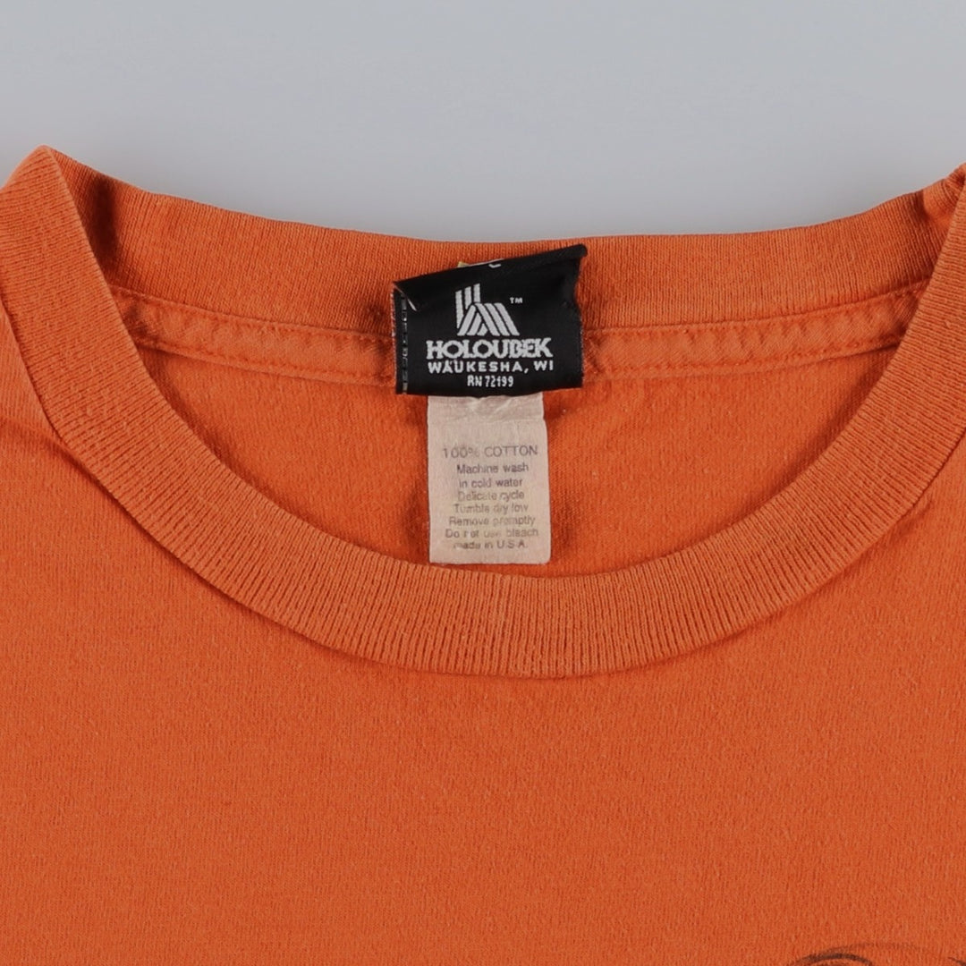 00'S Harley-Davidson Motorcycle Bike T-shirt Made in USA Men's L size cotton orange type Vintage Second Hand