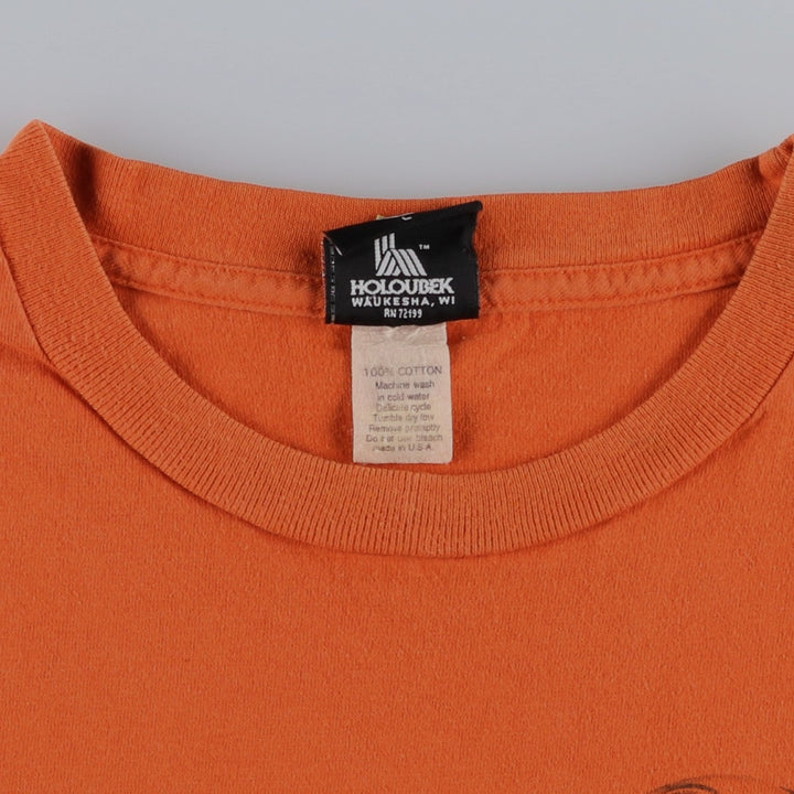 00'S Harley-Davidson Motorcycle Bike T-shirt Made in USA Men's L size cotton orange type Vintage Second Hand