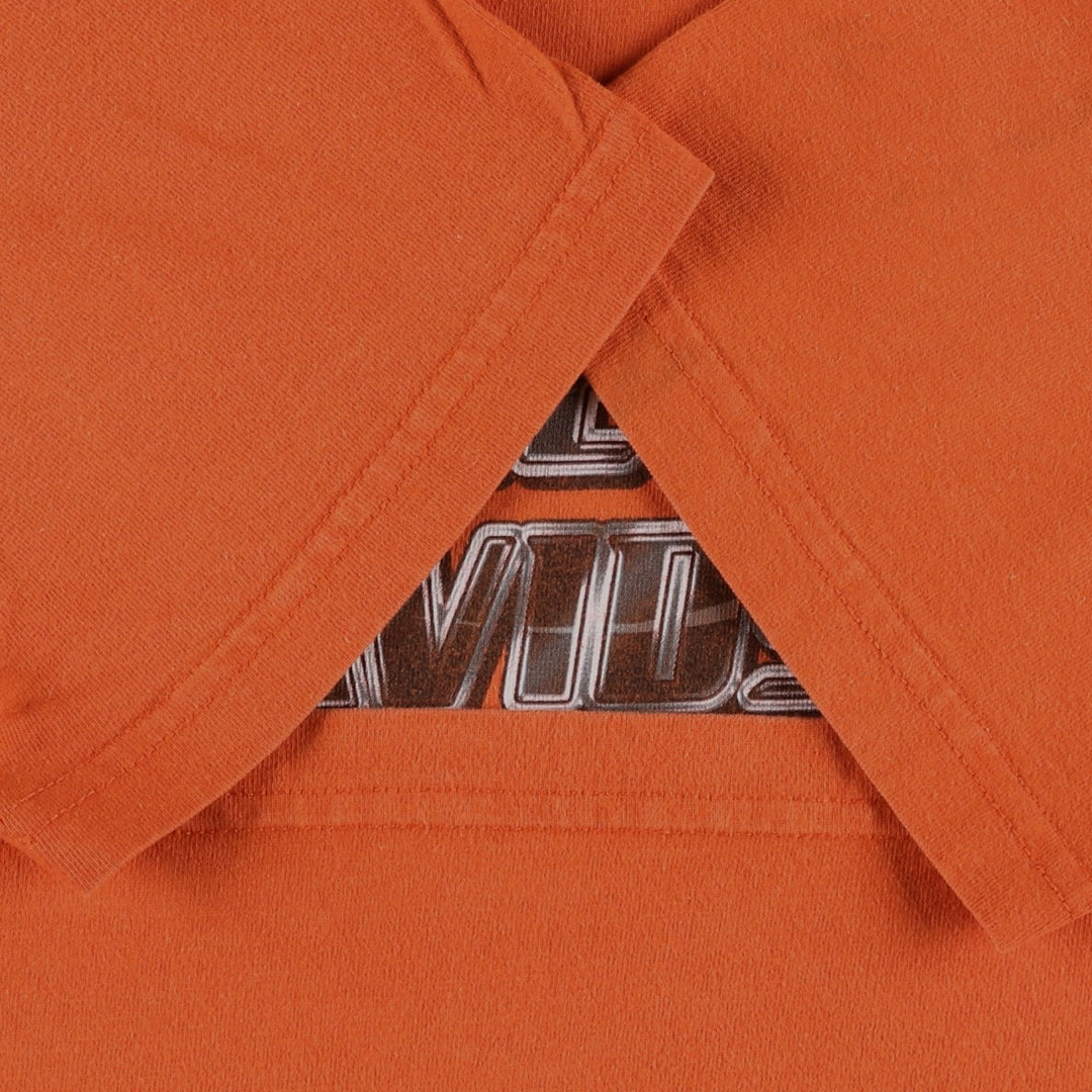 00'S Harley-Davidson Motorcycle Bike T-shirt Made in USA Men's L size cotton orange type Vintage Second Hand