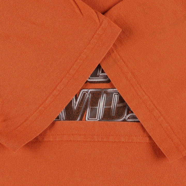 00'S Harley-Davidson Motorcycle Bike T-shirt Made in USA Men's L size cotton orange type Vintage Second Hand