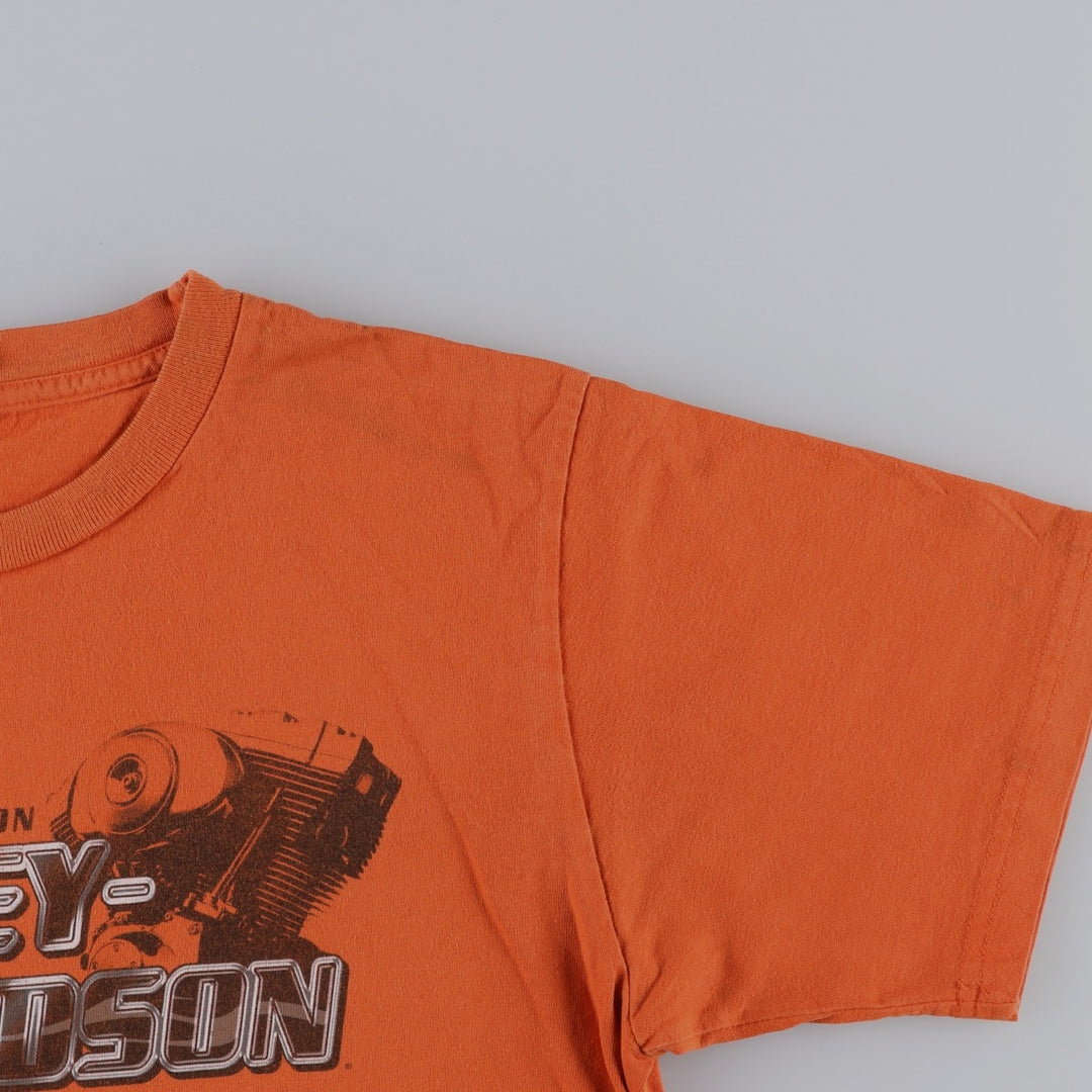 00'S Harley-Davidson Motorcycle Bike T-shirt Made in USA Men's L size cotton orange type Vintage Second Hand