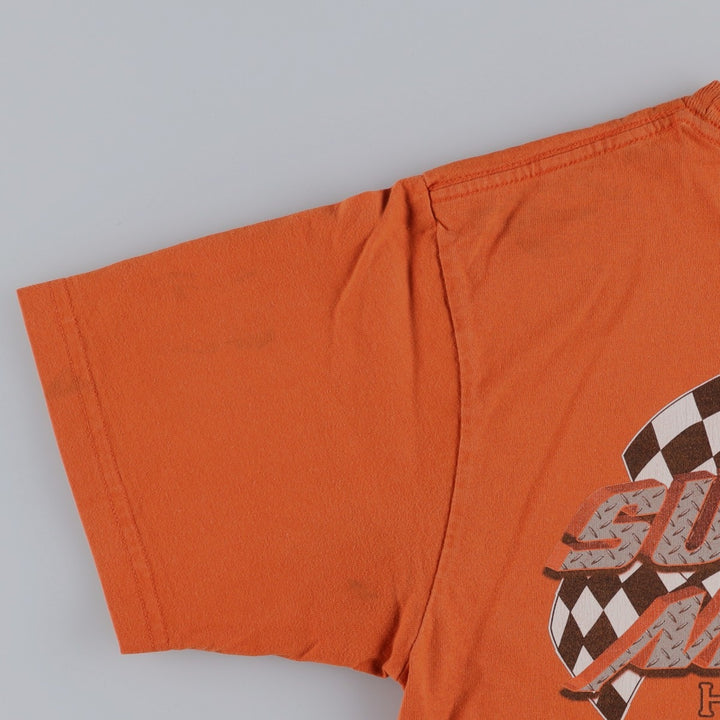 00'S Harley-Davidson Motorcycle Bike T-shirt Made in USA Men's L size cotton orange type Vintage Second Hand