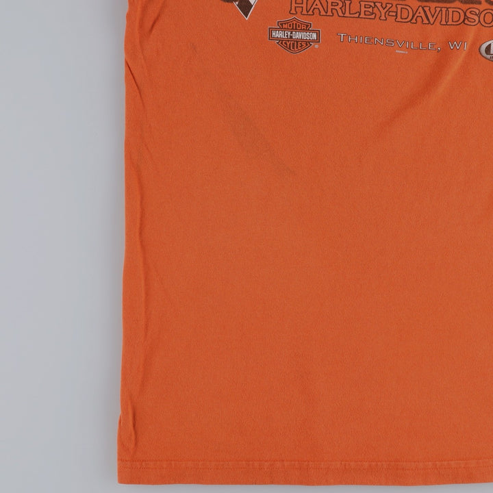 00'S Harley-Davidson Motorcycle Bike T-shirt Made in USA Men's L size cotton orange type Vintage Second Hand