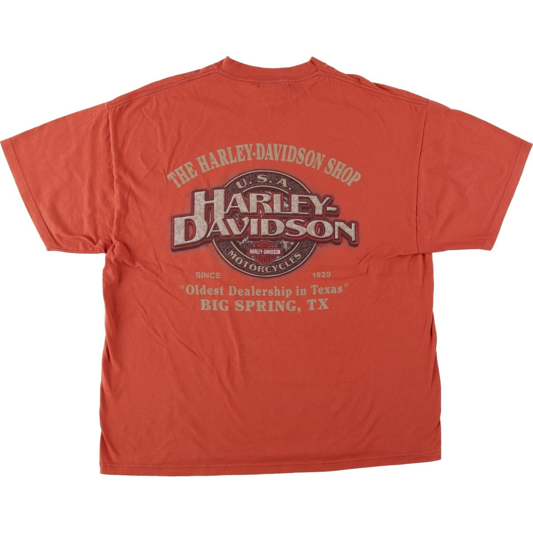 00'S Harley-Davidson Motorcycle Bike T-shirt Made in USA Men's XL cotton orange type Vintage Second Hand
