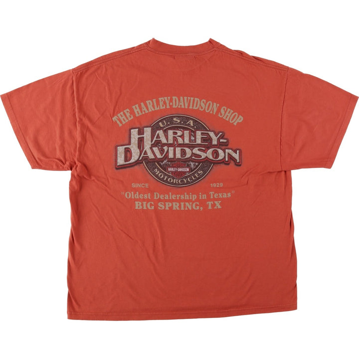 00'S Harley-Davidson Motorcycle Bike T-shirt Made in USA Men's XL cotton orange type Vintage Second Hand