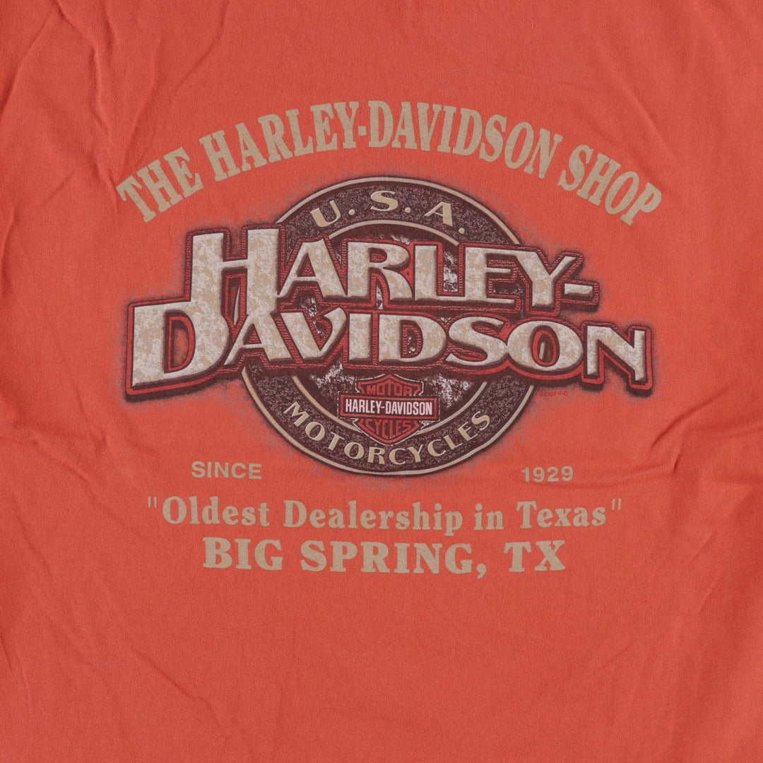 00'S Harley-Davidson Motorcycle Bike T-shirt Made in USA Men's XL cotton orange type Vintage Second Hand