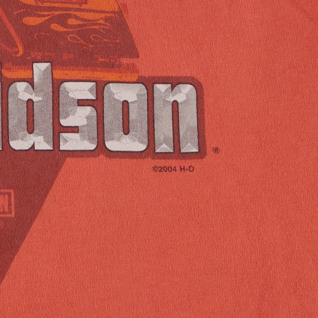 00'S Harley-Davidson Motorcycle Bike T-shirt Made in USA Men's XL cotton orange type Vintage Second Hand