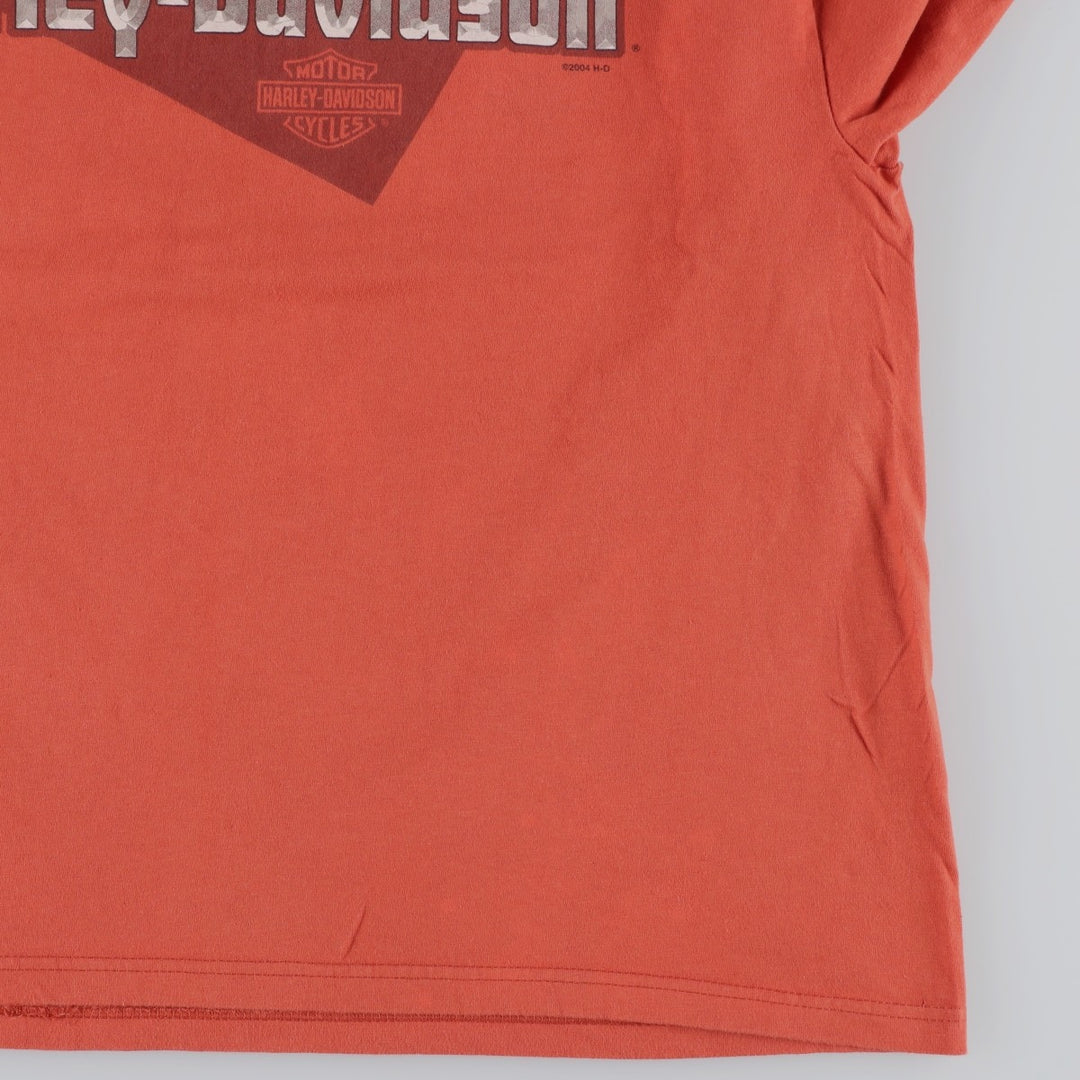 00'S Harley-Davidson Motorcycle Bike T-shirt Made in USA Men's XL cotton orange type Vintage Second Hand