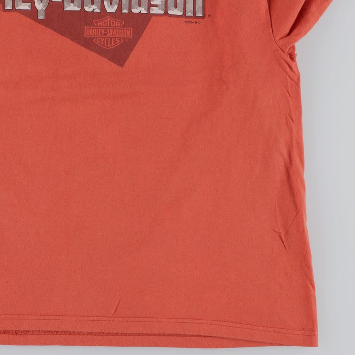 00'S Harley-Davidson Motorcycle Bike T-shirt Made in USA Men's XL cotton orange type Vintage Second Hand