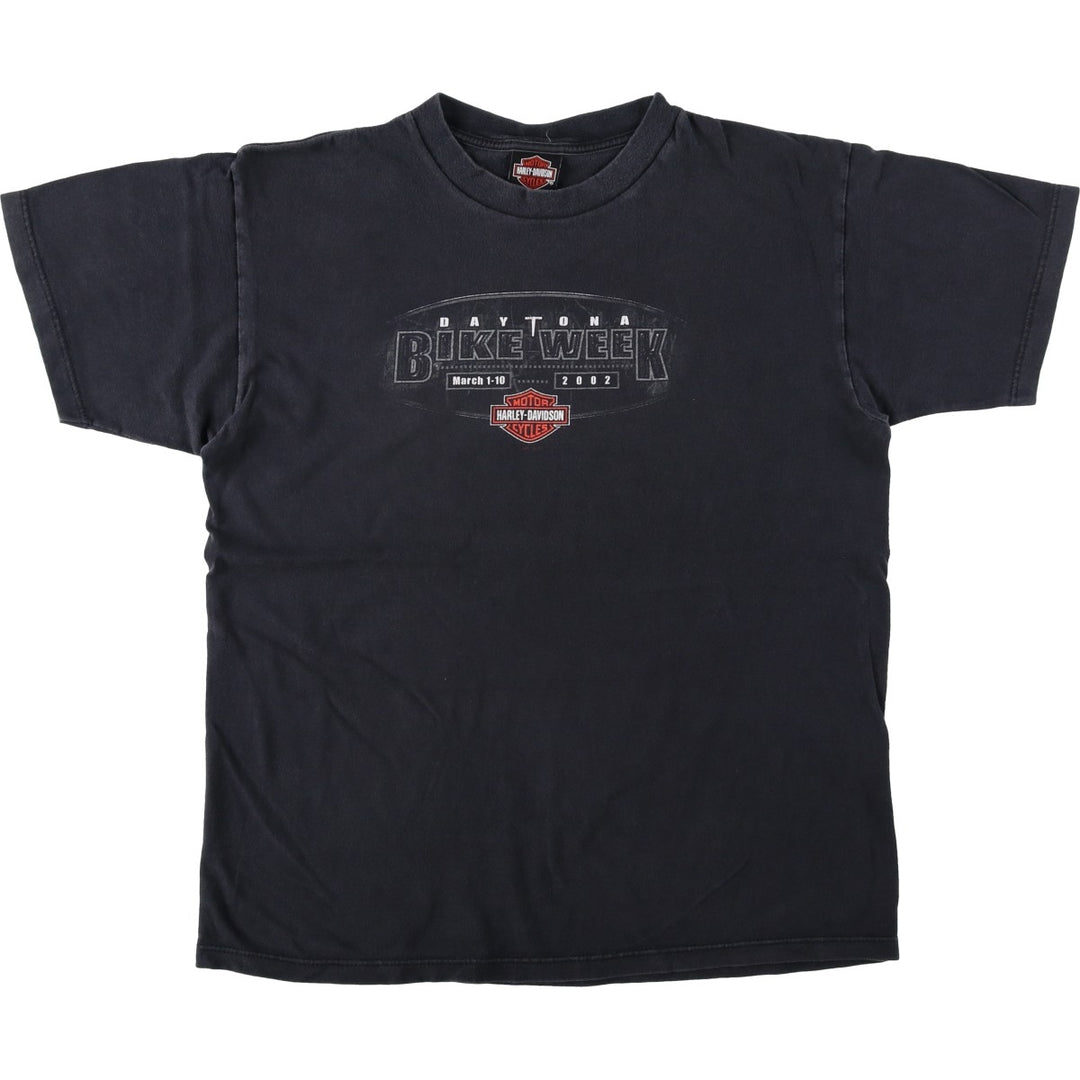 00'S Harley-Davidson Motorcycle Bike T-shirt Made in USA Men's L size cotton black type Vintage Second Hand