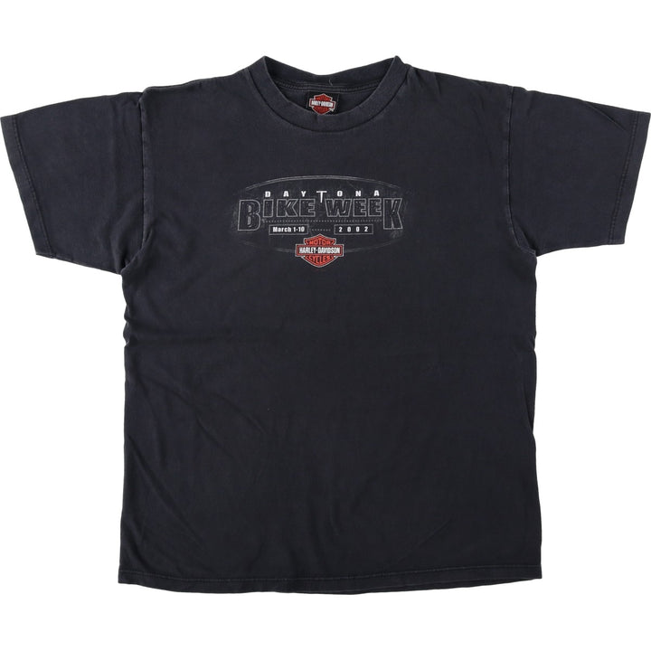 00'S Harley-Davidson Motorcycle Bike T-shirt Made in USA Men's L size cotton black type Vintage Second Hand