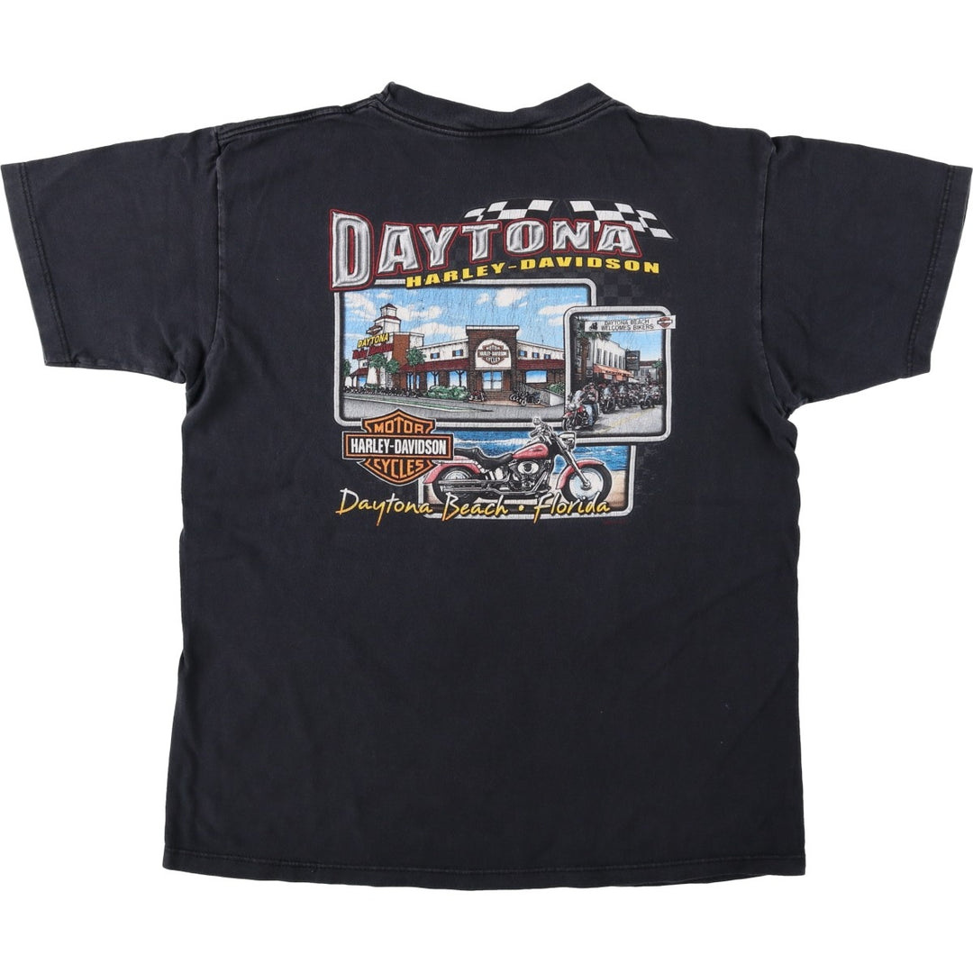 00'S Harley-Davidson Motorcycle Bike T-shirt Made in USA Men's L size cotton black type Vintage Second Hand