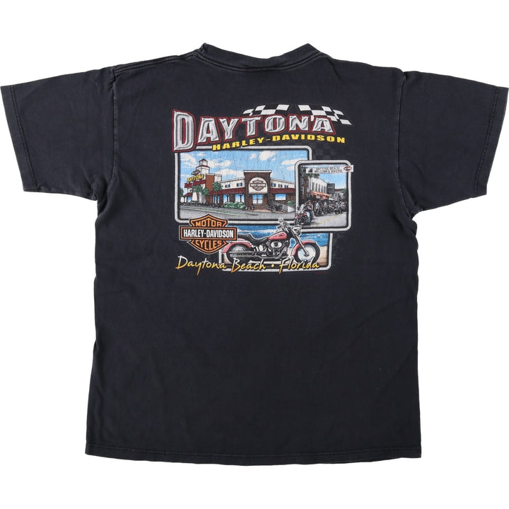 00'S Harley-Davidson Motorcycle Bike T-shirt Made in USA Men's L size cotton black type Vintage Second Hand