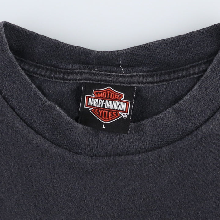 00'S Harley-Davidson Motorcycle Bike T-shirt Made in USA Men's L size cotton black type Vintage Second Hand