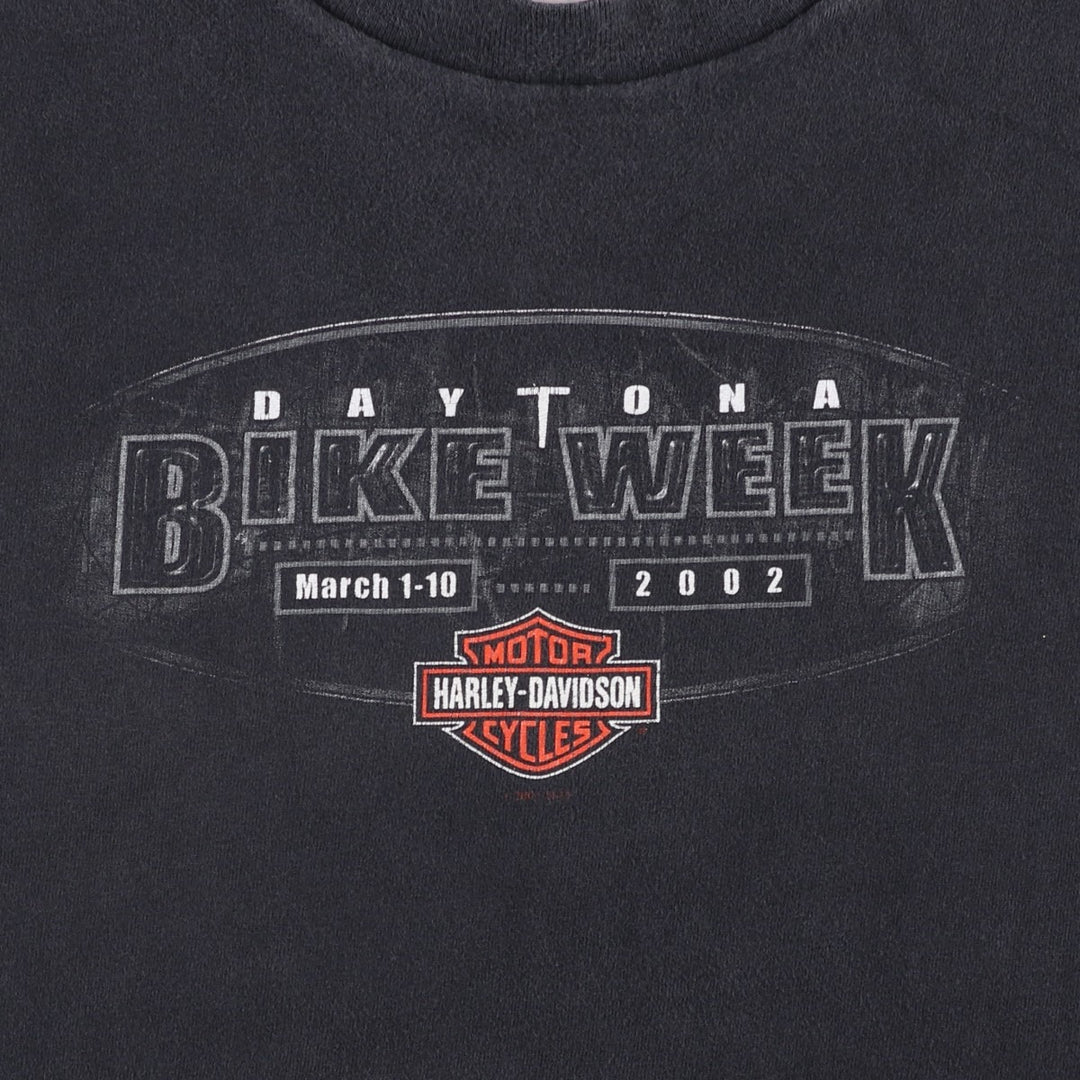 00'S Harley-Davidson Motorcycle Bike T-shirt Made in USA Men's L size cotton black type Vintage Second Hand