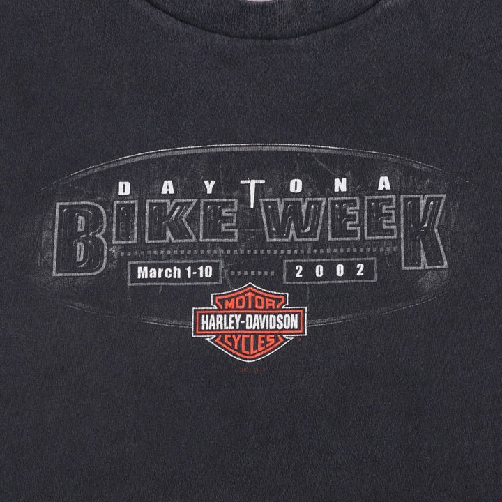 00'S Harley-Davidson Motorcycle Bike T-shirt Made in USA Men's L size cotton black type Vintage Second Hand
