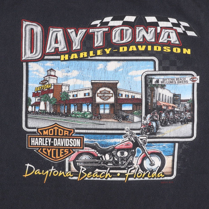 00'S Harley-Davidson Motorcycle Bike T-shirt Made in USA Men's L size cotton black type Vintage Second Hand