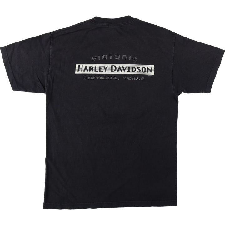 Harley-Davidson Motorcycle Bike T-shirt Made in USA Men's L size cotton black type Vintage Second Hand