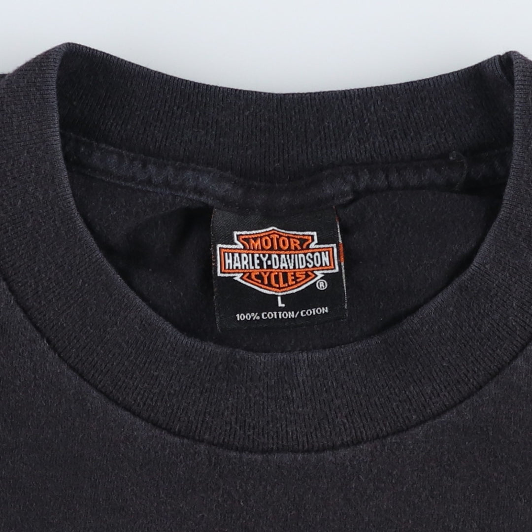Harley-Davidson Motorcycle Bike T-shirt Made in USA Men's L size cotton black type Vintage Second Hand