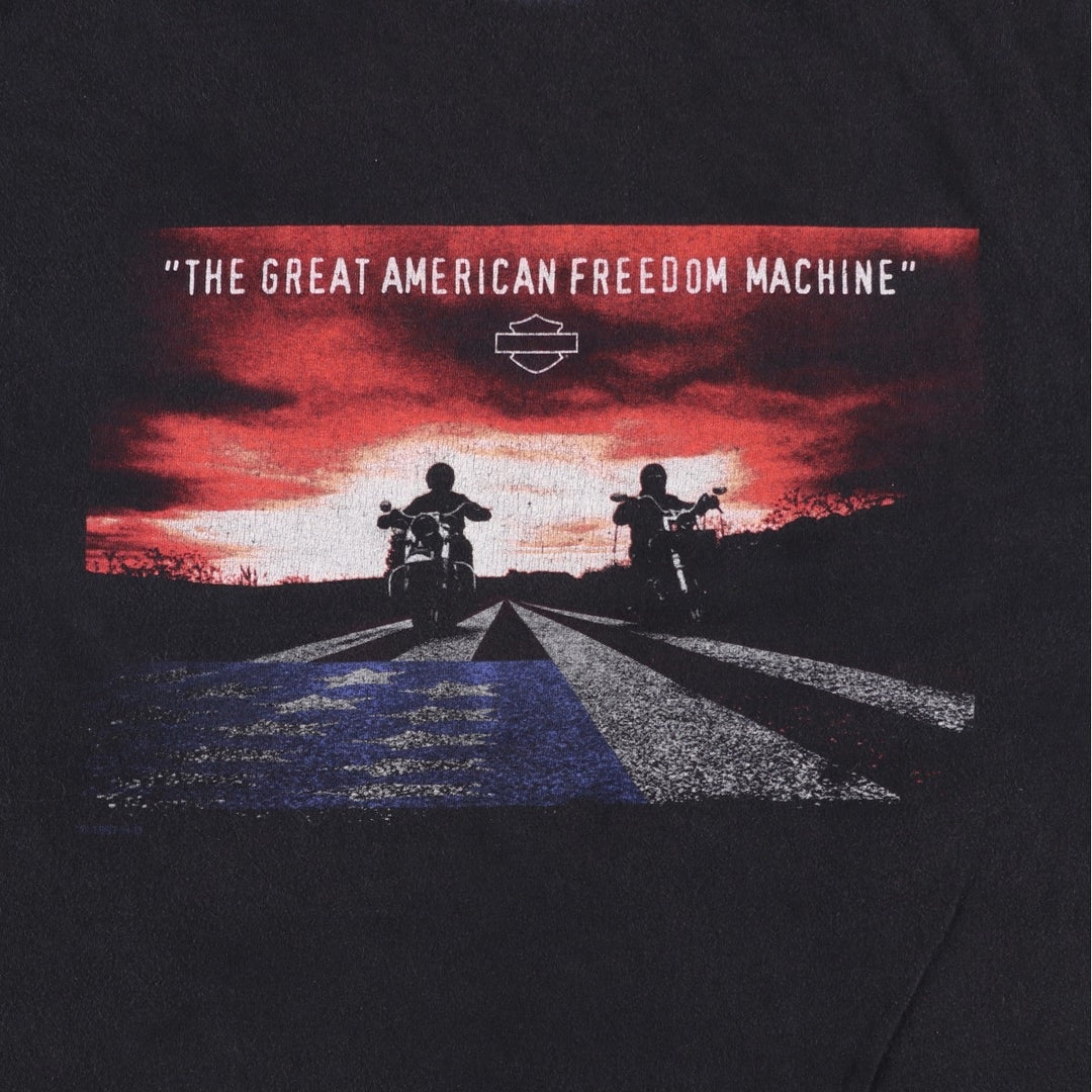 Harley-Davidson Motorcycle Bike T-shirt Made in USA Men's L size cotton black type Vintage Second Hand