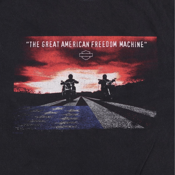 Harley-Davidson Motorcycle Bike T-shirt Made in USA Men's L size cotton black type Vintage Second Hand