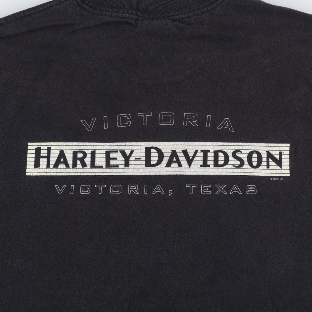 Harley-Davidson Motorcycle Bike T-shirt Made in USA Men's L size cotton black type Vintage Second Hand