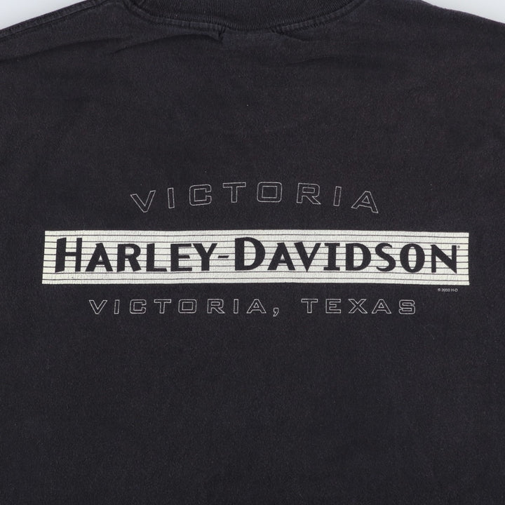Harley-Davidson Motorcycle Bike T-shirt Made in USA Men's L size cotton black type Vintage Second Hand