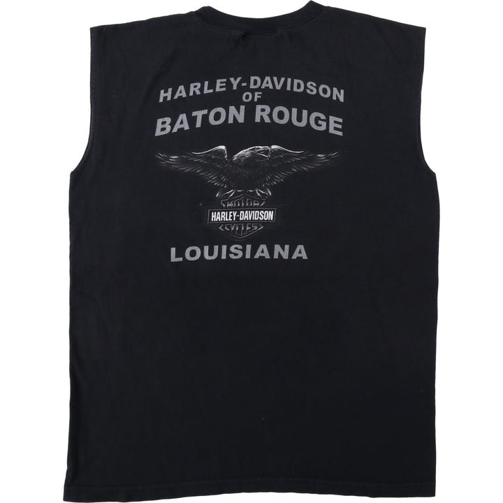 00'S Harley-Davidson Eagle Pattern Tank Top Made in USA Men's M size cotton black type Vintage Second Hand