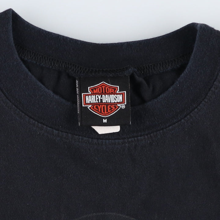 00'S Harley-Davidson Eagle Pattern Tank Top Made in USA Men's M size cotton black type Vintage Second Hand