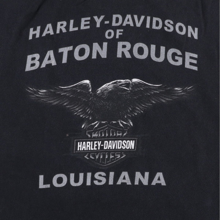 00'S Harley-Davidson Eagle Pattern Tank Top Made in USA Men's M size cotton black type Vintage Second Hand