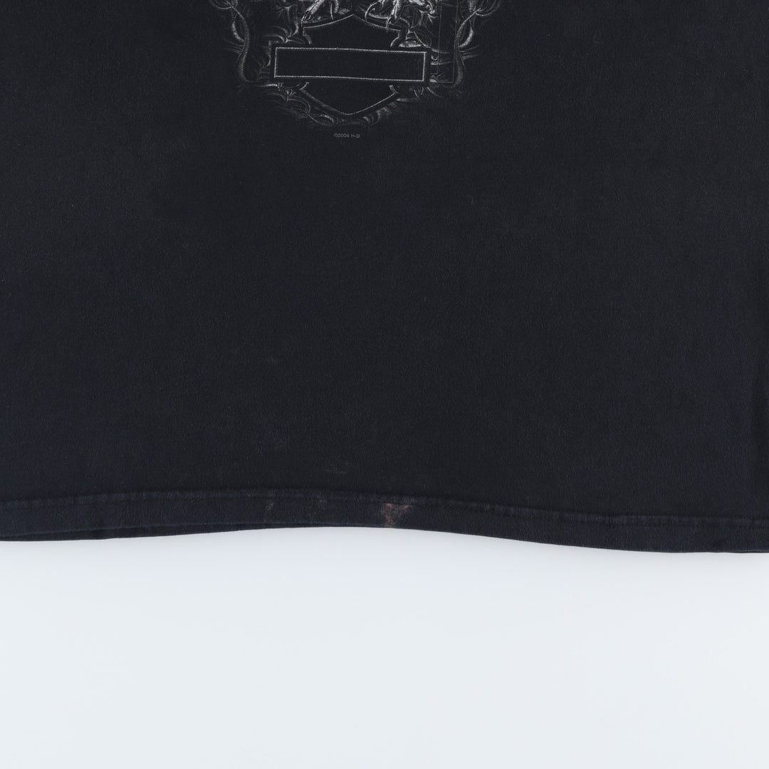 00'S Harley-Davidson Eagle Pattern Tank Top Made in USA Men's M size cotton black type Vintage Second Hand