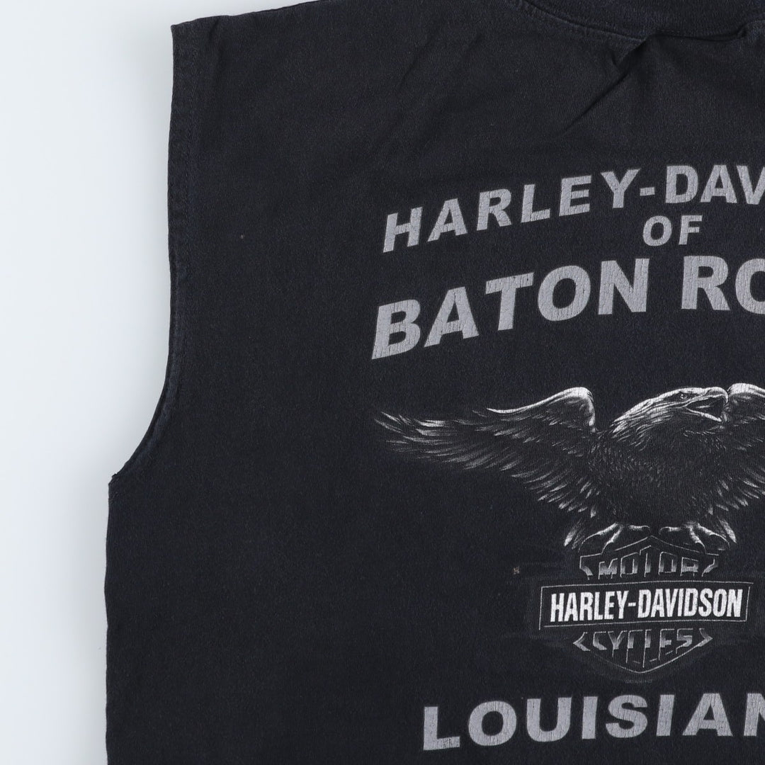 00'S Harley-Davidson Eagle Pattern Tank Top Made in USA Men's M size cotton black type Vintage Second Hand