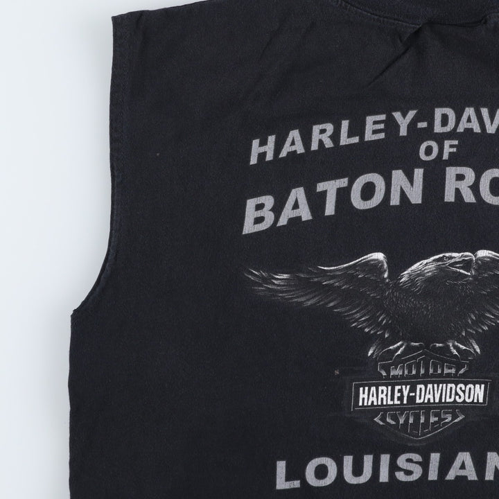 00'S Harley-Davidson Eagle Pattern Tank Top Made in USA Men's M size cotton black type Vintage Second Hand