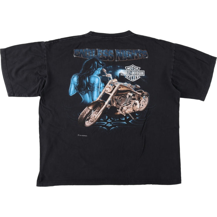HOSS TEE Pin-up Girl Motorcycle Bike T-Shirt (Men's XL equivalent) cotton black type Vintage Second Hand