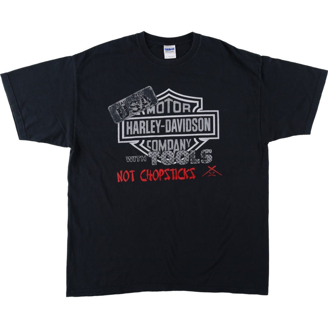 Gildan Harley-Davidson Motorcycle T-Shirt, Men's Size XL (approx.) cotton black type Vintage Second Hand