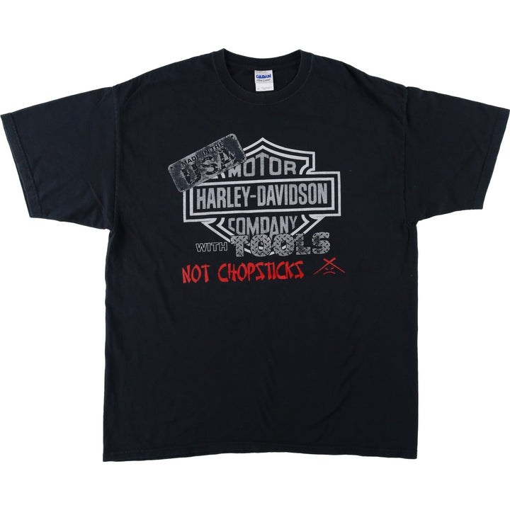 Gildan Harley-Davidson Motorcycle T-Shirt, Men's Size XL (approx.) cotton black type Vintage Second Hand