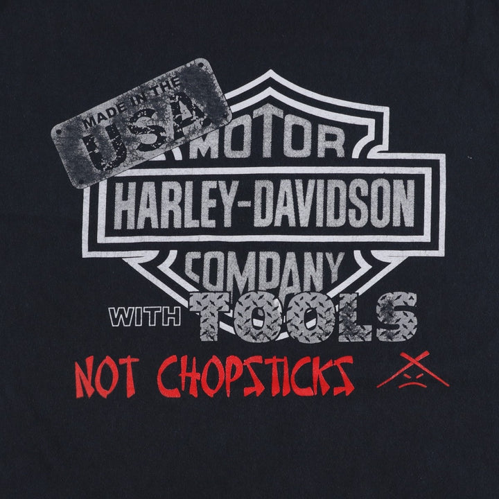 Gildan Harley-Davidson Motorcycle T-Shirt, Men's Size XL (approx.) cotton black type Vintage Second Hand