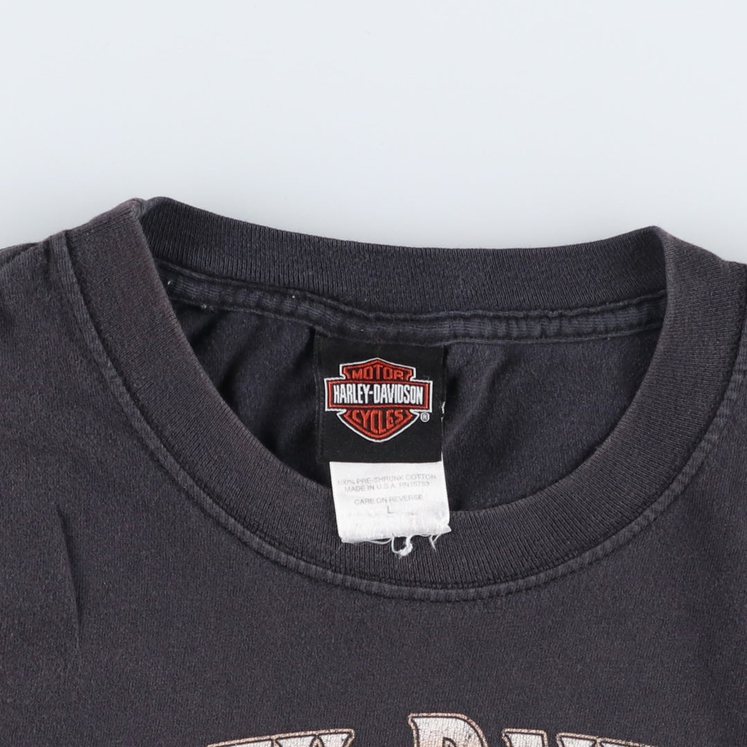 Harley-Davidson Motorcycle Bike T-shirt Made in USA Men's L size cotton black type Vintage Second Hand
