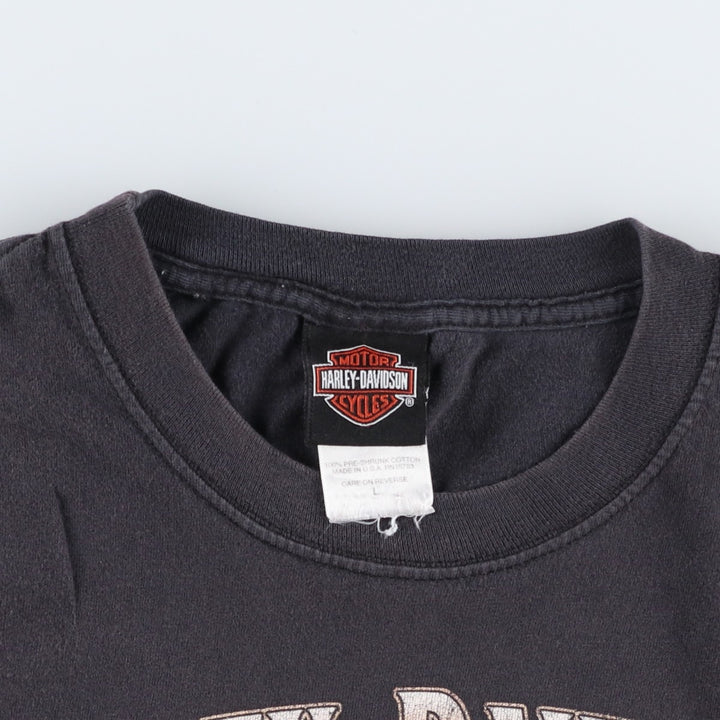 Harley-Davidson Motorcycle Bike T-shirt Made in USA Men's L size cotton black type Vintage Second Hand