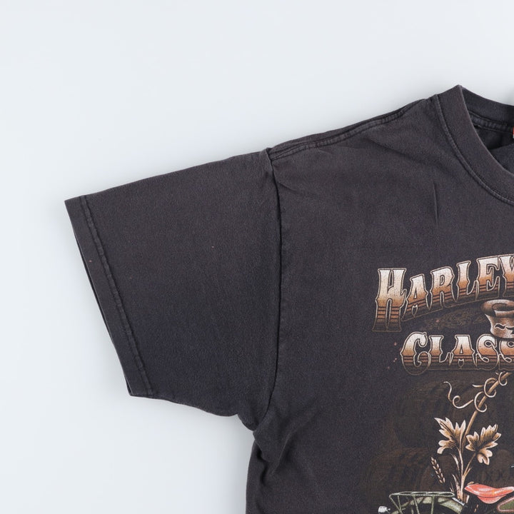 Harley-Davidson Motorcycle Bike T-shirt Made in USA Men's L size cotton black type Vintage Second Hand