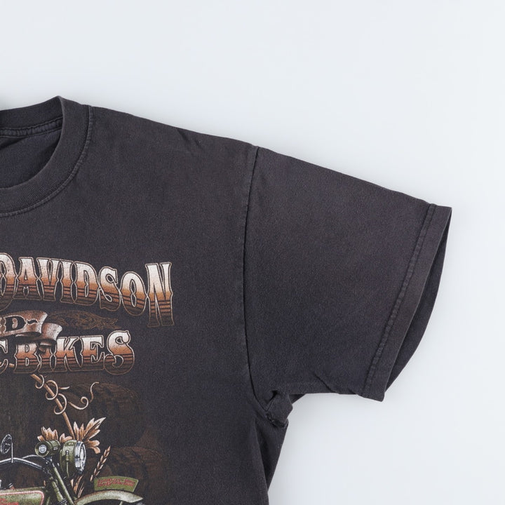 Harley-Davidson Motorcycle Bike T-shirt Made in USA Men's L size cotton black type Vintage Second Hand