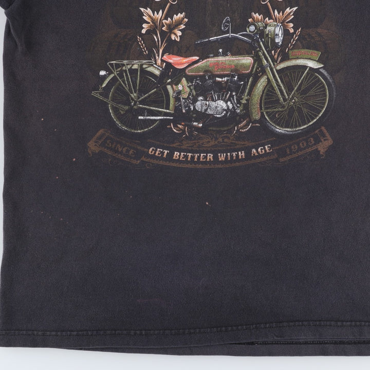 Harley-Davidson Motorcycle Bike T-shirt Made in USA Men's L size cotton black type Vintage Second Hand